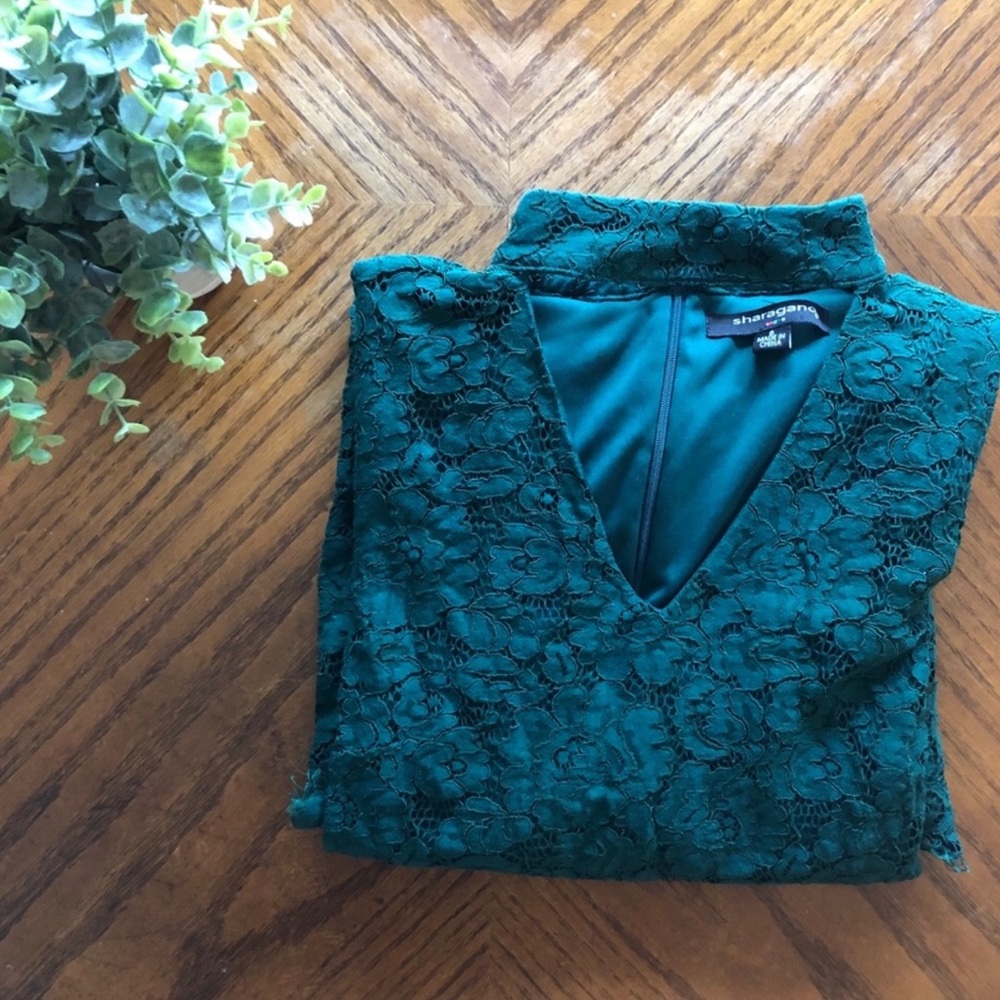 Green Lace Choker Dress - Picture 2 of 8